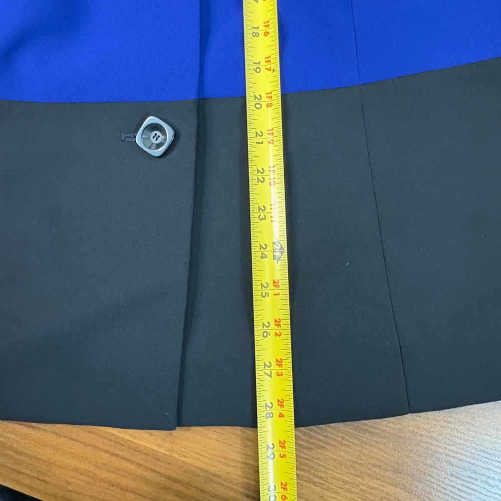 Le Suit Woman Blazer 20W Blue Black Colorblock Button Front Professional Jacket - Picture 9 of 11